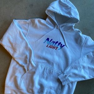 Natural Light "Natty Light" Beer White Logo Graphic Hoodie